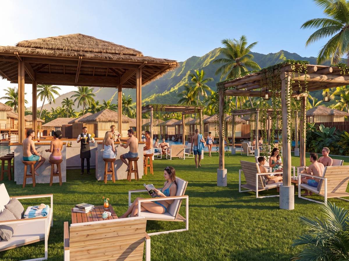 Bar and lounge at sunset